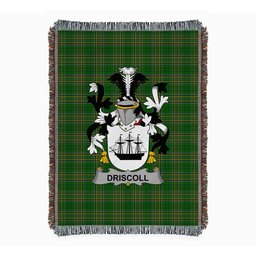 ScotsTee Shop Irish Driscoll or O'Driscoll Clan Coat of Arms Irish Tartan Woven Blanket