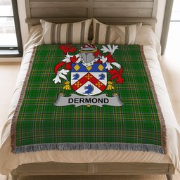 ScotsTee Shop Irish Dermond or O'Dermond Clan Coat of Arms Irish Tartan Woven Blanket