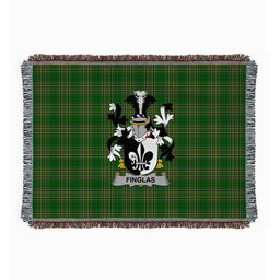 ScotsTee Shop Irish Finglas Clan Coat of Arms Irish Tartan Woven Blanket