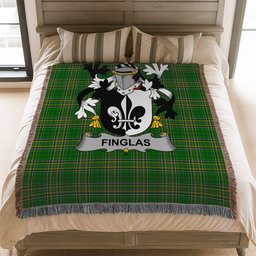 ScotsTee Shop Irish Finglas Clan Coat of Arms Irish Tartan Woven Blanket