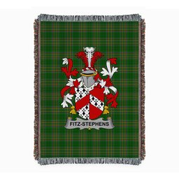 ScotsTee Shop Irish Fitz-Stephens Clan Coat of Arms Irish Tartan Woven Blanket