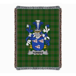ScotsTee Shop Irish Forbes Clan Coat of Arms Irish Tartan Woven Blanket