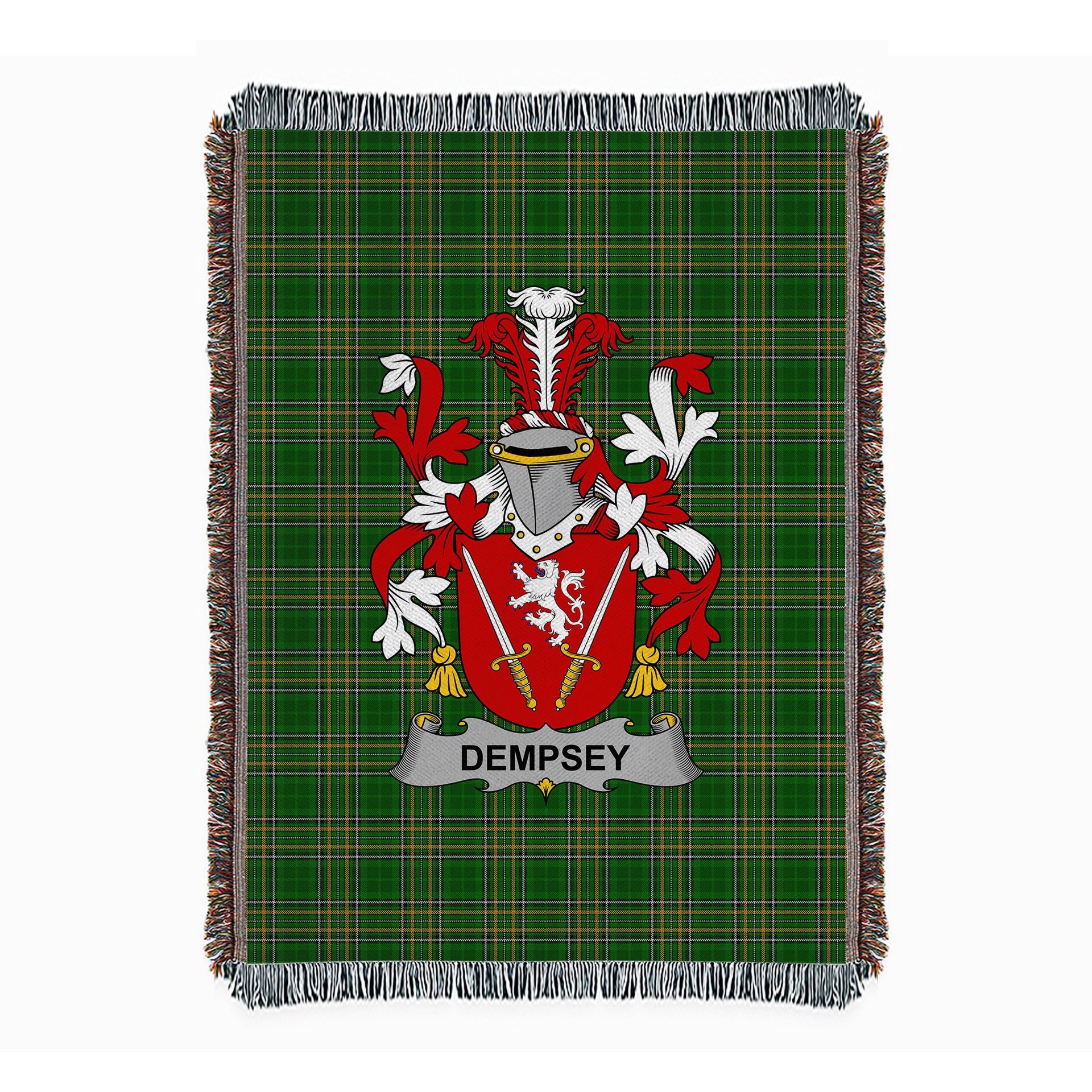 ScotsTee Shop Irish Dempsey or O'Dempsey Clan Coat of Arms Irish Tartan Woven Blanket