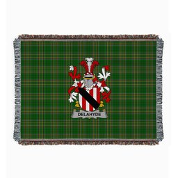 ScotsTee Shop Irish Delahyde Clan Coat of Arms Irish Tartan Woven Blanket