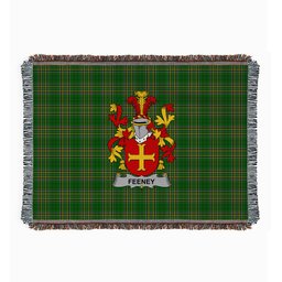 ScotsTee Shop Irish Feeney or O'Feney Clan Coat of Arms Irish Tartan Woven Blanket