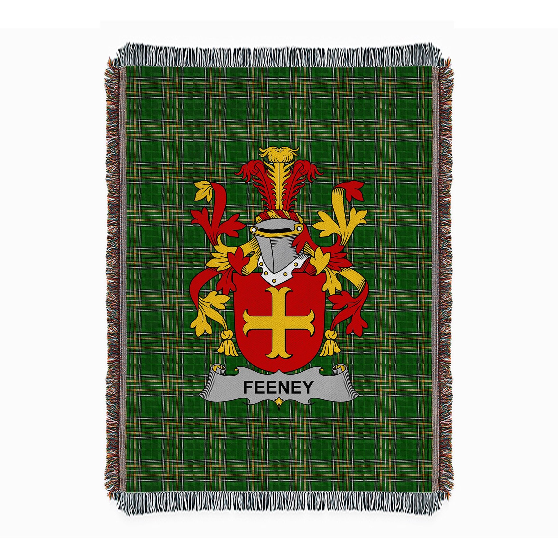 ScotsTee Shop Irish Feeney or O'Feney Clan Coat of Arms Irish Tartan Woven Blanket