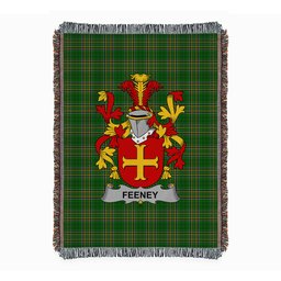 ScotsTee Shop Irish Feeney or O'Feney Clan Coat of Arms Irish Tartan Woven Blanket