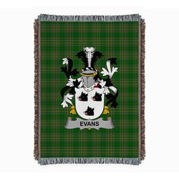 ScotsTee Shop Irish Evans Clan Coat of Arms Irish Tartan Woven Blanket
