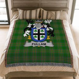 ScotsTee Shop Irish Fullam Clan Coat of Arms Irish Tartan Woven Blanket