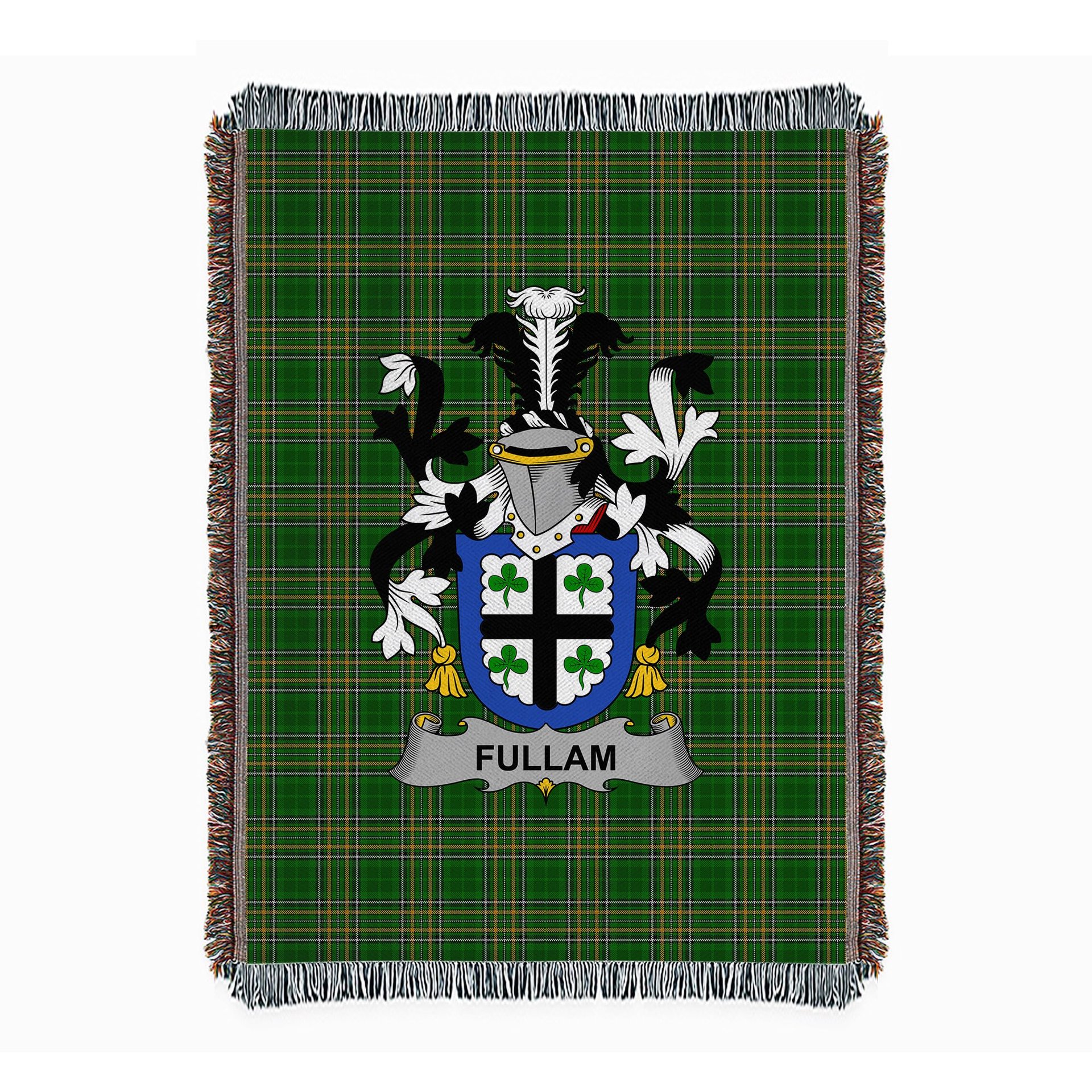 ScotsTee Shop Irish Fullam Clan Coat of Arms Irish Tartan Woven Blanket