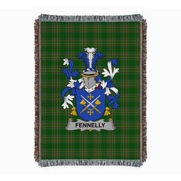 ScotsTee Shop Irish Fennelly or O'Fennelly Clan Coat of Arms Irish Tartan Woven Blanket