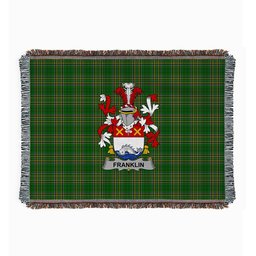 ScotsTee Shop Irish Franklin Clan Coat of Arms Irish Tartan Woven Blanket