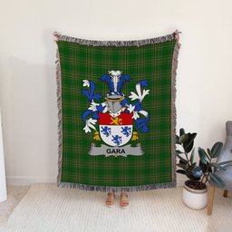 ScotsTee Shop Irish Gara or O'Gara Clan Coat of Arms Irish Tartan Woven Blanket