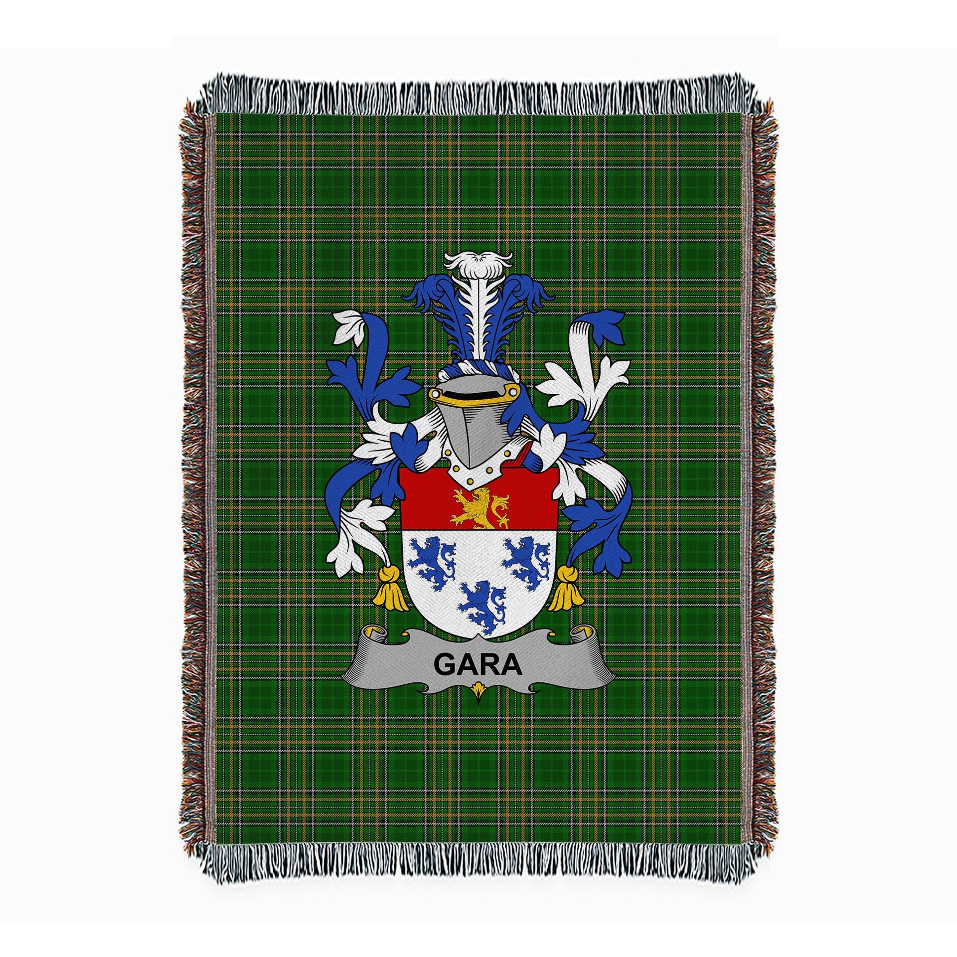 ScotsTee Shop Irish Gara or O'Gara Clan Coat of Arms Irish Tartan Woven Blanket