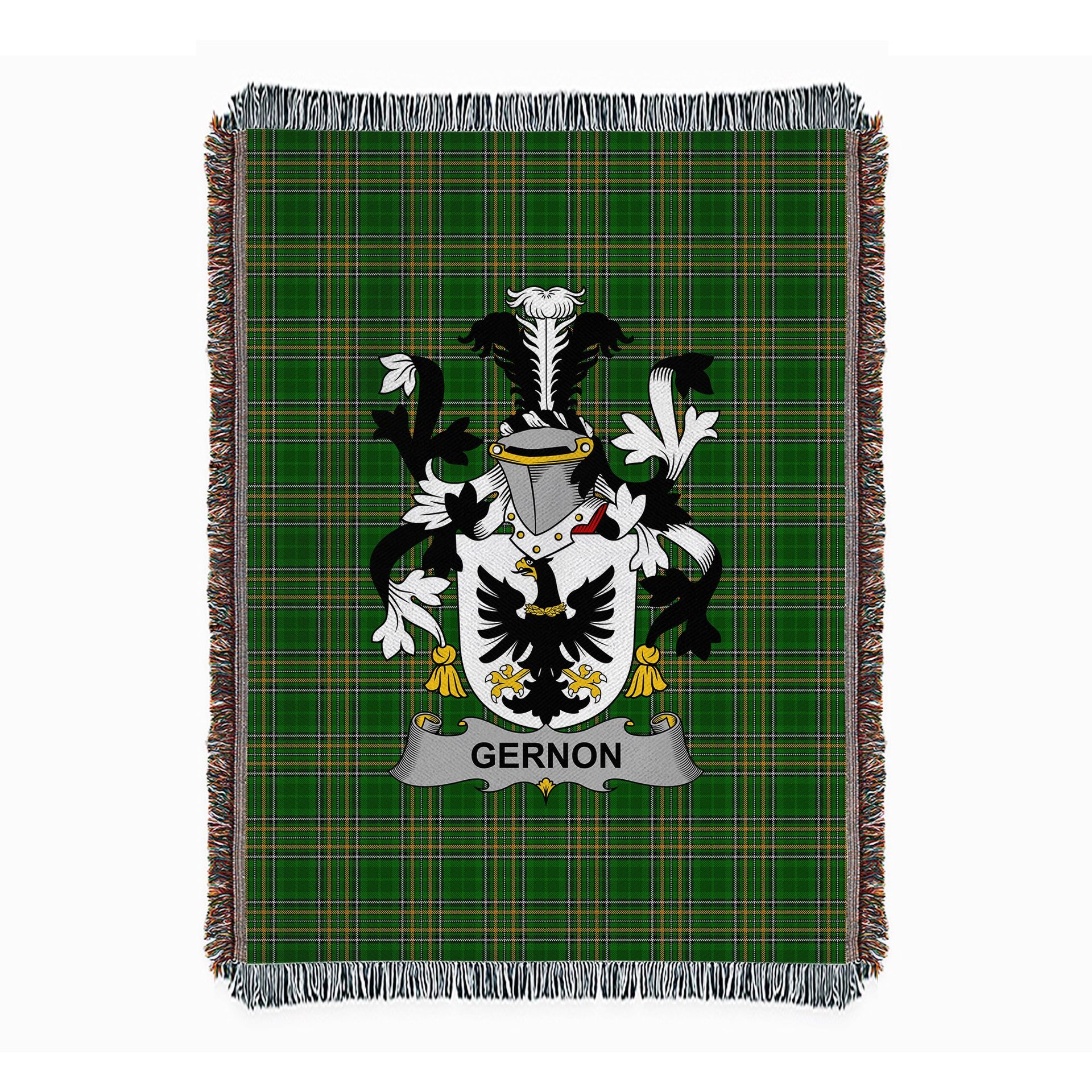 ScotsTee Shop Irish Gernon or Garland Clan Coat of Arms Irish Tartan Woven Blanket