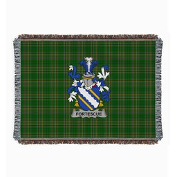 ScotsTee Shop Irish Fortescue Clan Coat of Arms Irish Tartan Woven Blanket