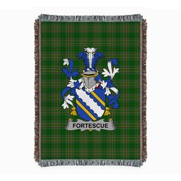 ScotsTee Shop Irish Fortescue Clan Coat of Arms Irish Tartan Woven Blanket