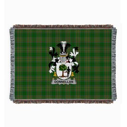 ScotsTee Shop Irish Donnellan or O'Donnellan Clan Coat of Arms Irish Tartan Woven Blanket