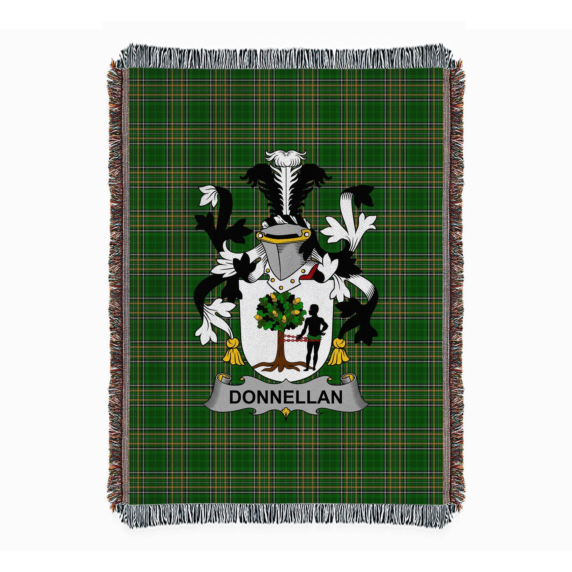 ScotsTee Shop Irish Donnellan or O'Donnellan Clan Coat of Arms Irish Tartan Woven Blanket