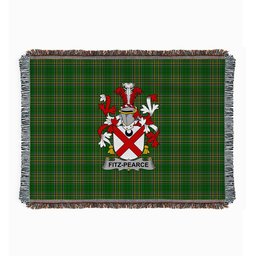 ScotsTee Shop Irish Fitz-Pearce Clan Coat of Arms Irish Tartan Woven Blanket