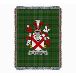 ScotsTee Shop Irish Fitz-Pearce Clan Coat of Arms Irish Tartan Woven Blanket