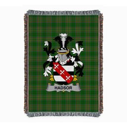 ScotsTee Shop Irish Hadsor Clan Coat of Arms Irish Tartan Woven Blanket