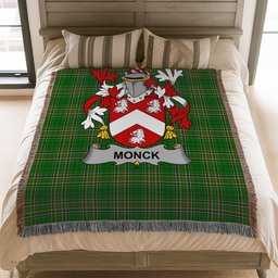 ScotsTee Shop Irish Monck or Moncke Clan Coat of Arms Irish Tartan Woven Blanket