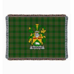ScotsTee Shop Irish McDonagh or McDonogh Clan Coat of Arms Irish Tartan Woven Blanket