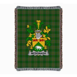 ScotsTee Shop Irish McDonagh or McDonogh Clan Coat of Arms Irish Tartan Woven Blanket
