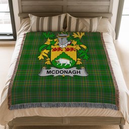 ScotsTee Shop Irish McDonagh or McDonogh Clan Coat of Arms Irish Tartan Woven Blanket