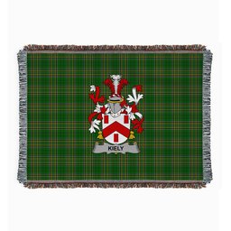 ScotsTee Shop Irish Kiely Clan Coat of Arms Irish Tartan Woven Blanket
