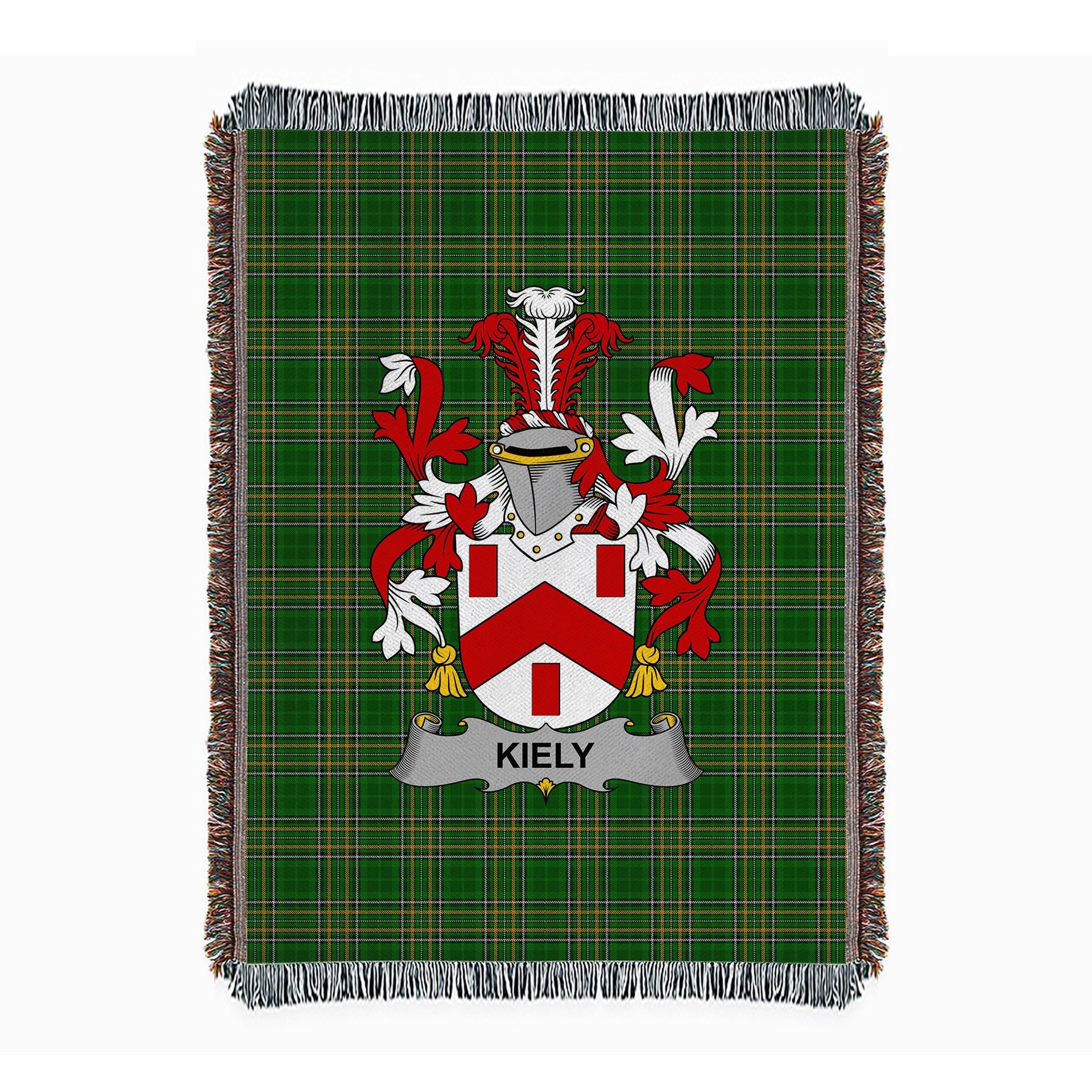 ScotsTee Shop Irish Kiely Clan Coat of Arms Irish Tartan Woven Blanket