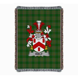 ScotsTee Shop Irish Kiely Clan Coat of Arms Irish Tartan Woven Blanket