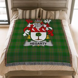 ScotsTee Shop Irish Hegarty or O'Hagerty Clan Coat of Arms Irish Tartan Woven Blanket
