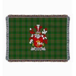 ScotsTee Shop Irish Mohun or Mohan Clan Coat of Arms Irish Tartan Woven Blanket