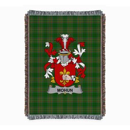 ScotsTee Shop Irish Mohun or Mohan Clan Coat of Arms Irish Tartan Woven Blanket