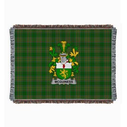ScotsTee Shop Irish McGuiness or McGenis Clan Coat of Arms Irish Tartan Woven Blanket