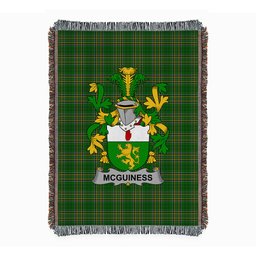 ScotsTee Shop Irish McGuiness or McGenis Clan Coat of Arms Irish Tartan Woven Blanket