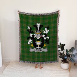 ScotsTee Shop Irish Lowry or Lavery Clan Coat of Arms Irish Tartan Woven Blanket