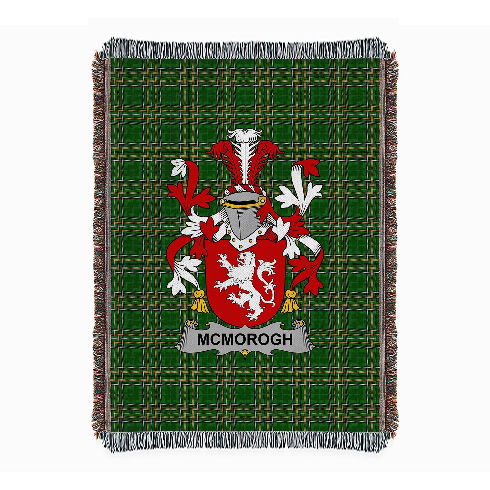 ScotsTee Shop Irish McMorogh or McMorrow Clan Coat of Arms Irish Tartan Woven Blanket