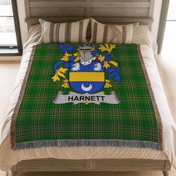 ScotsTee Shop Irish Harnett or Hartnet Clan Coat of Arms Irish Tartan Woven Blanket