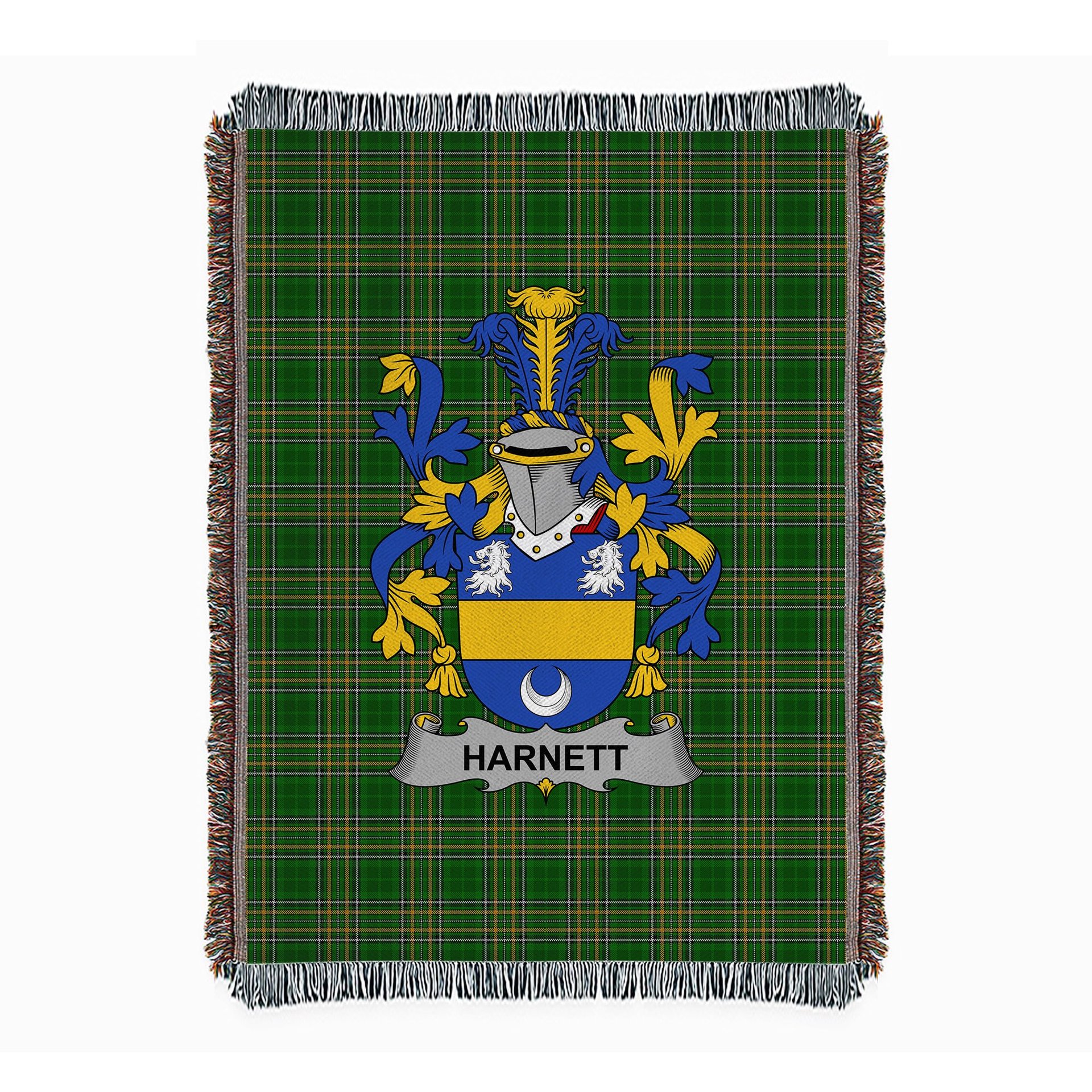 ScotsTee Shop Irish Harnett or Hartnet Clan Coat of Arms Irish Tartan Woven Blanket