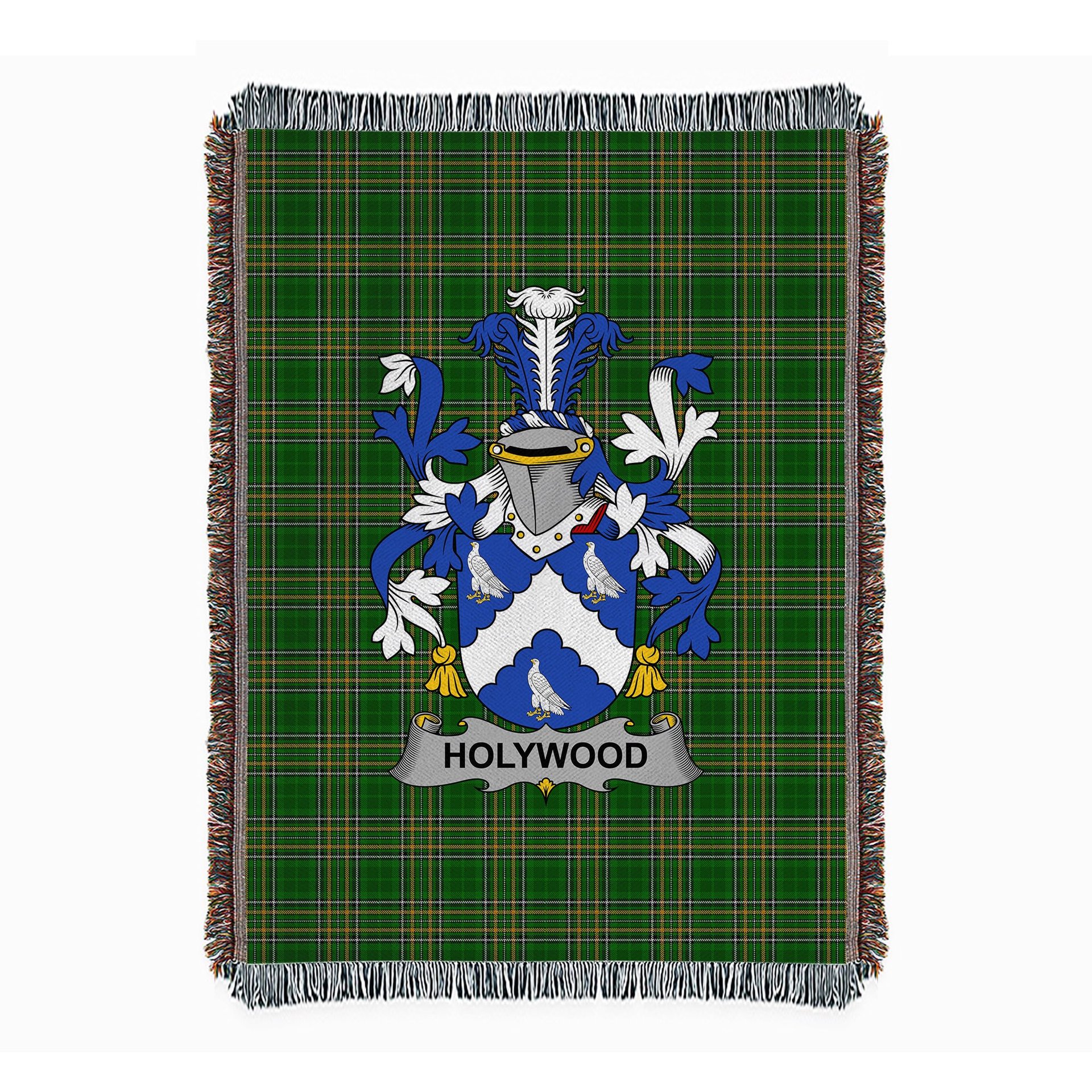 ScotsTee Shop Irish Holywood Clan Coat of Arms Irish Tartan Woven Blanket