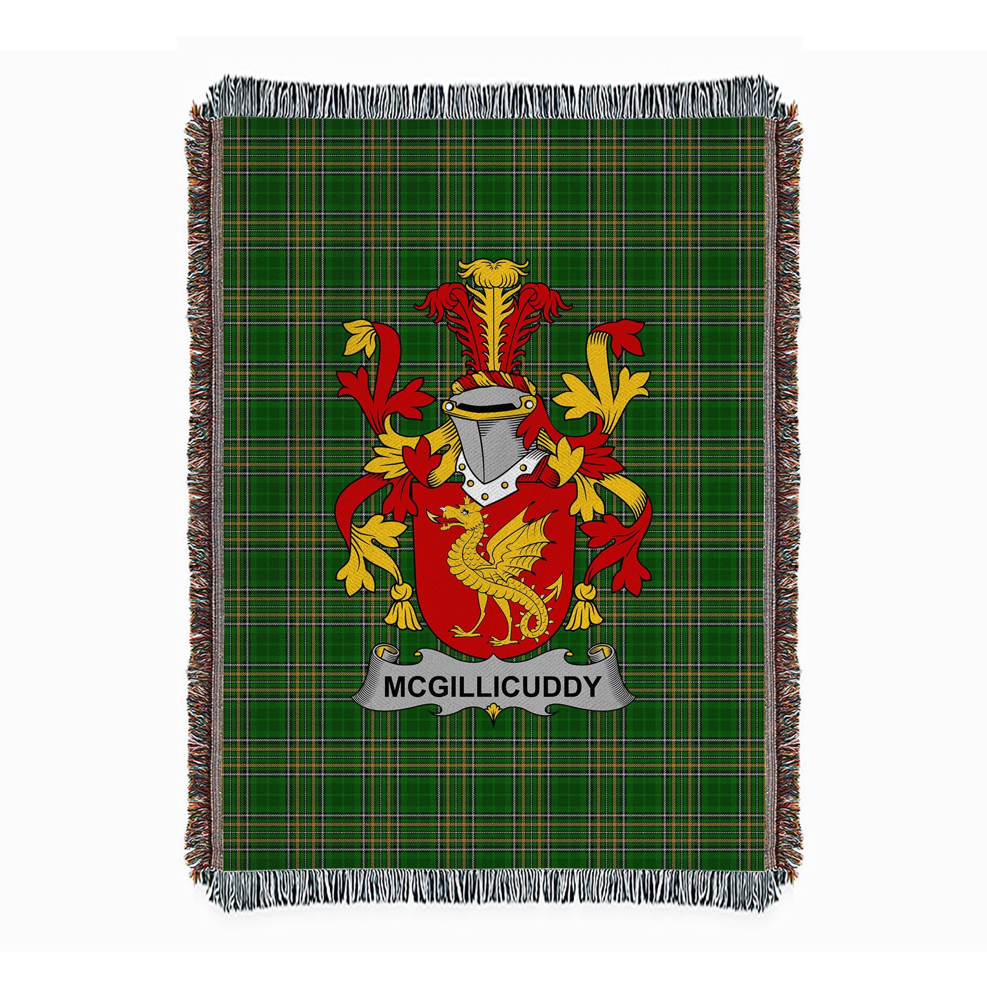 ScotsTee Shop Irish McGillicuddy Clan Coat of Arms Irish Tartan Woven Blanket