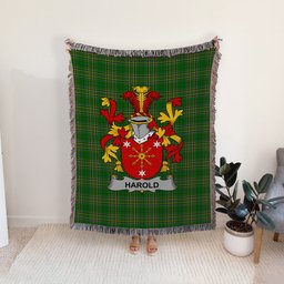 ScotsTee Shop Irish Harold or Harrell Clan Coat of Arms Irish Tartan Woven Blanket