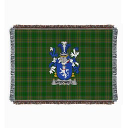 ScotsTee Shop Irish McDowell Clan Coat of Arms Irish Tartan Woven Blanket