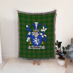 ScotsTee Shop Irish McDowell Clan Coat of Arms Irish Tartan Woven Blanket