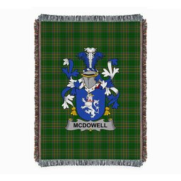 ScotsTee Shop Irish McDowell Clan Coat of Arms Irish Tartan Woven Blanket