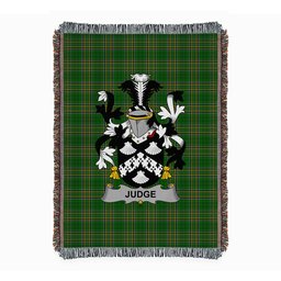 ScotsTee Shop Irish Judge Clan Coat of Arms Irish Tartan Woven Blanket