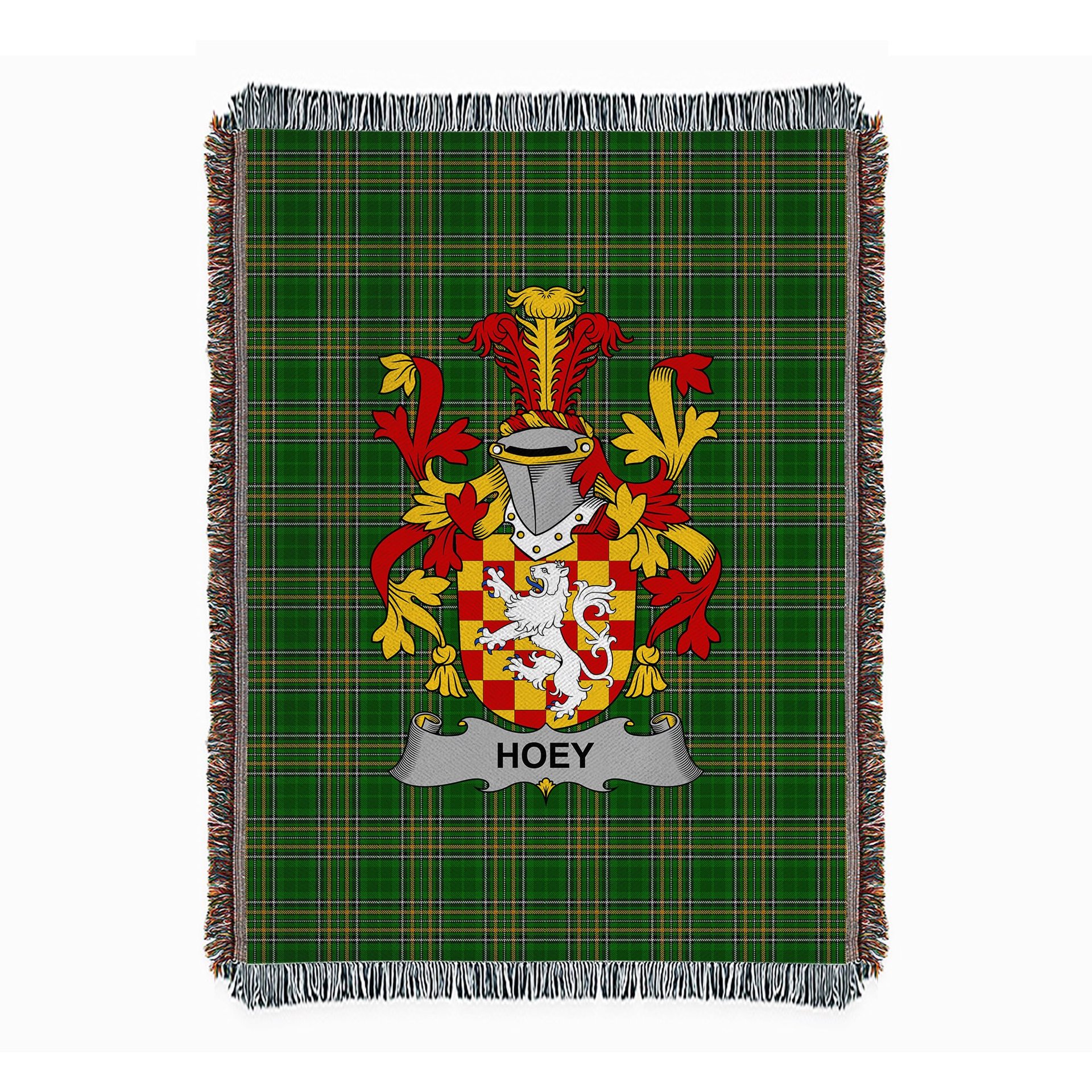 ScotsTee Shop Irish Hoey or O'Hoey Clan Coat of Arms Irish Tartan Woven Blanket
